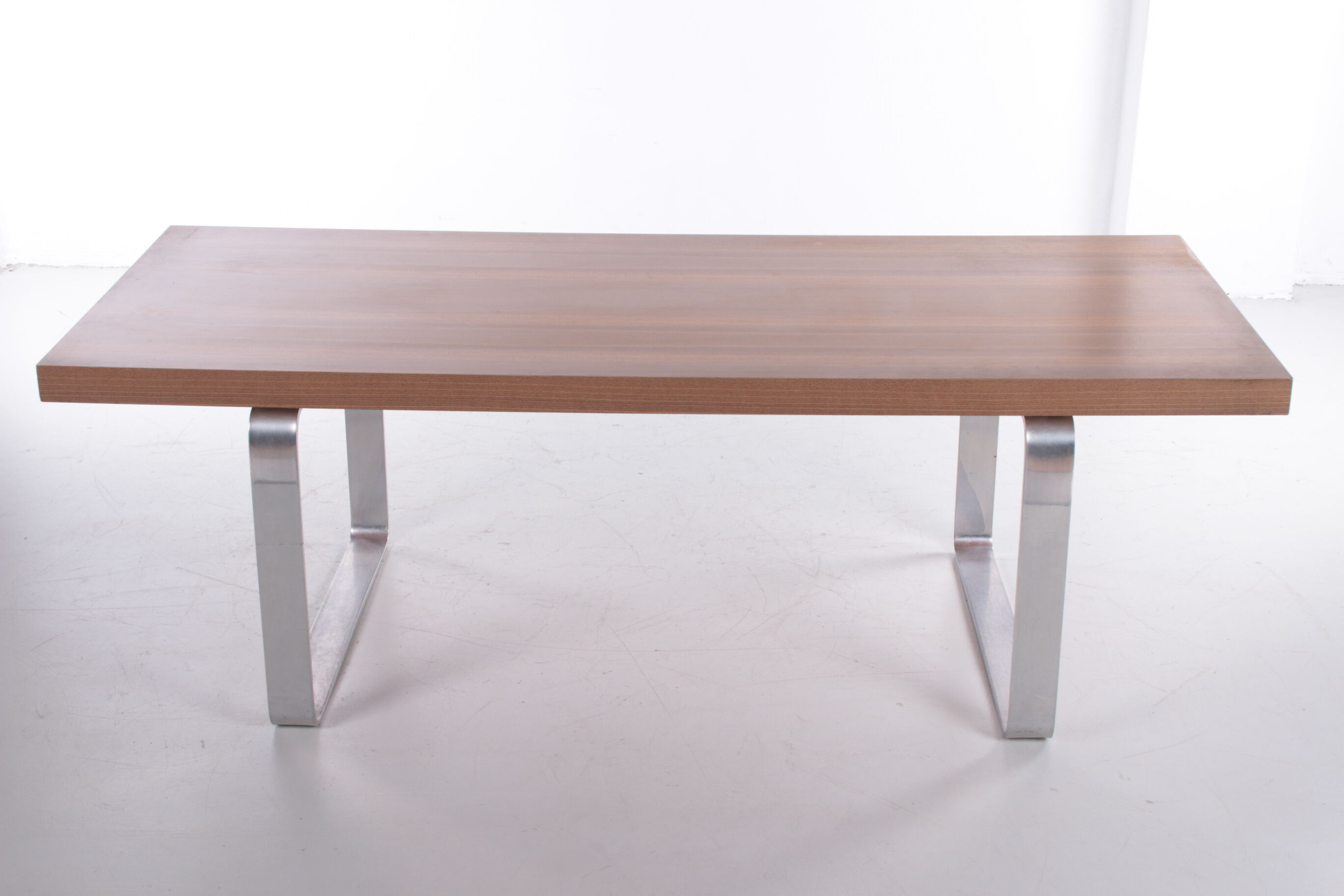 Retro Vintage Strakke Salontafel hout en chroom jaren 70