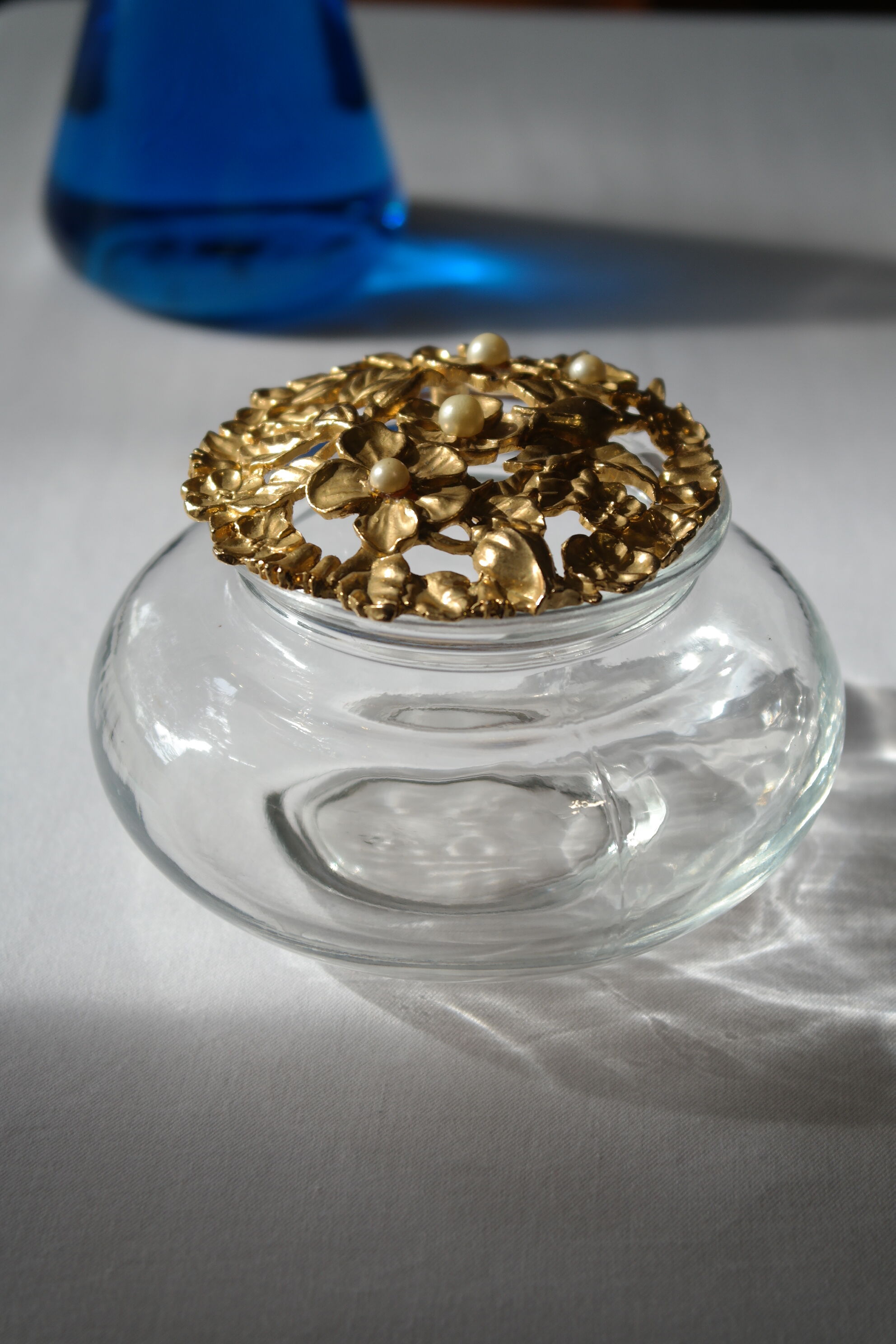 Boite à bijoux verre et laiton