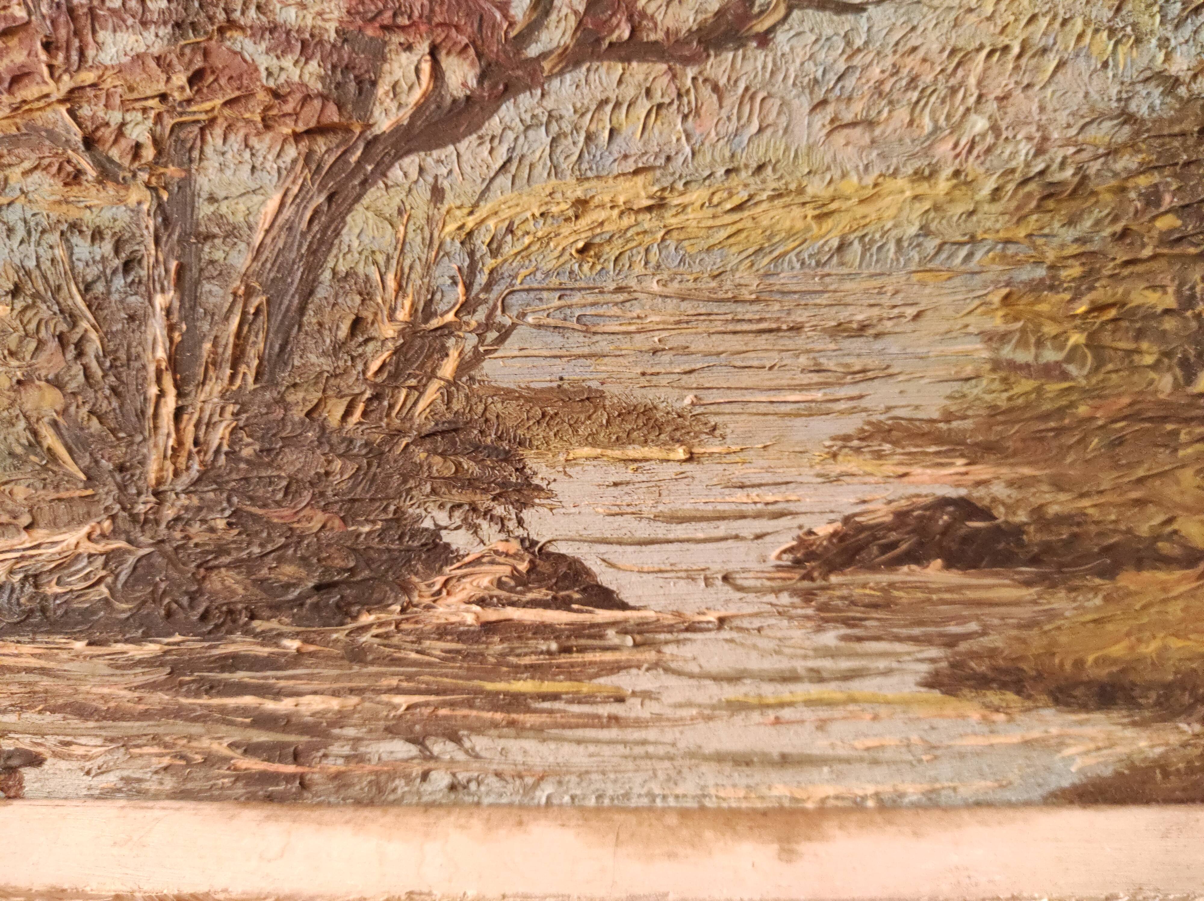 Vintage French oil painting, signed M. Bonvin