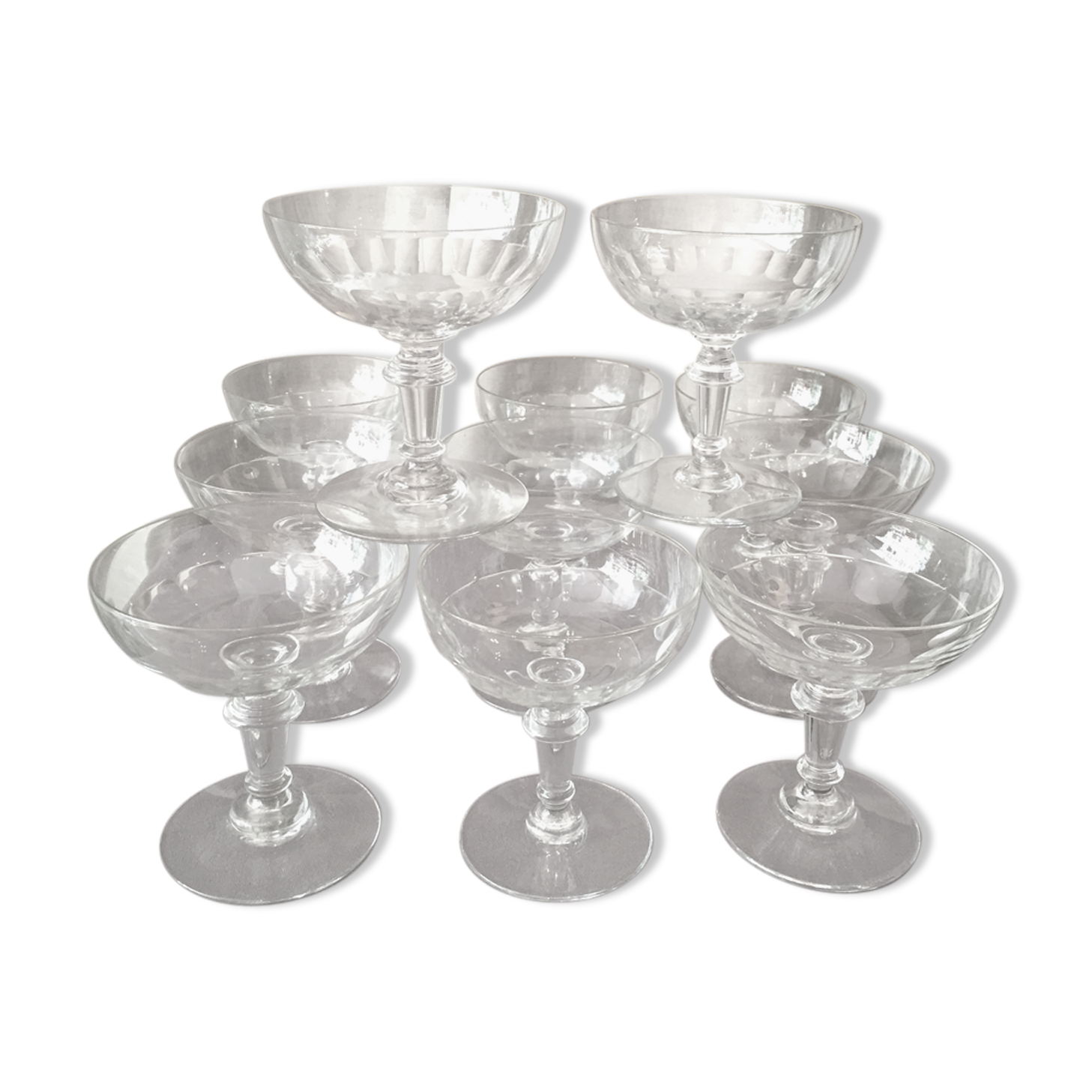 SUITE OF 11 GLASSES OF CHAMPAGNE IN CRYSTAL PERIOD LOUIS PHILIPPE