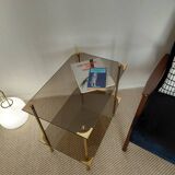 Modernist brass and smoked glass table - 1970s gallery style.