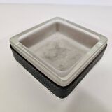 bowl empty pockets in glass with saddle-stitched leather