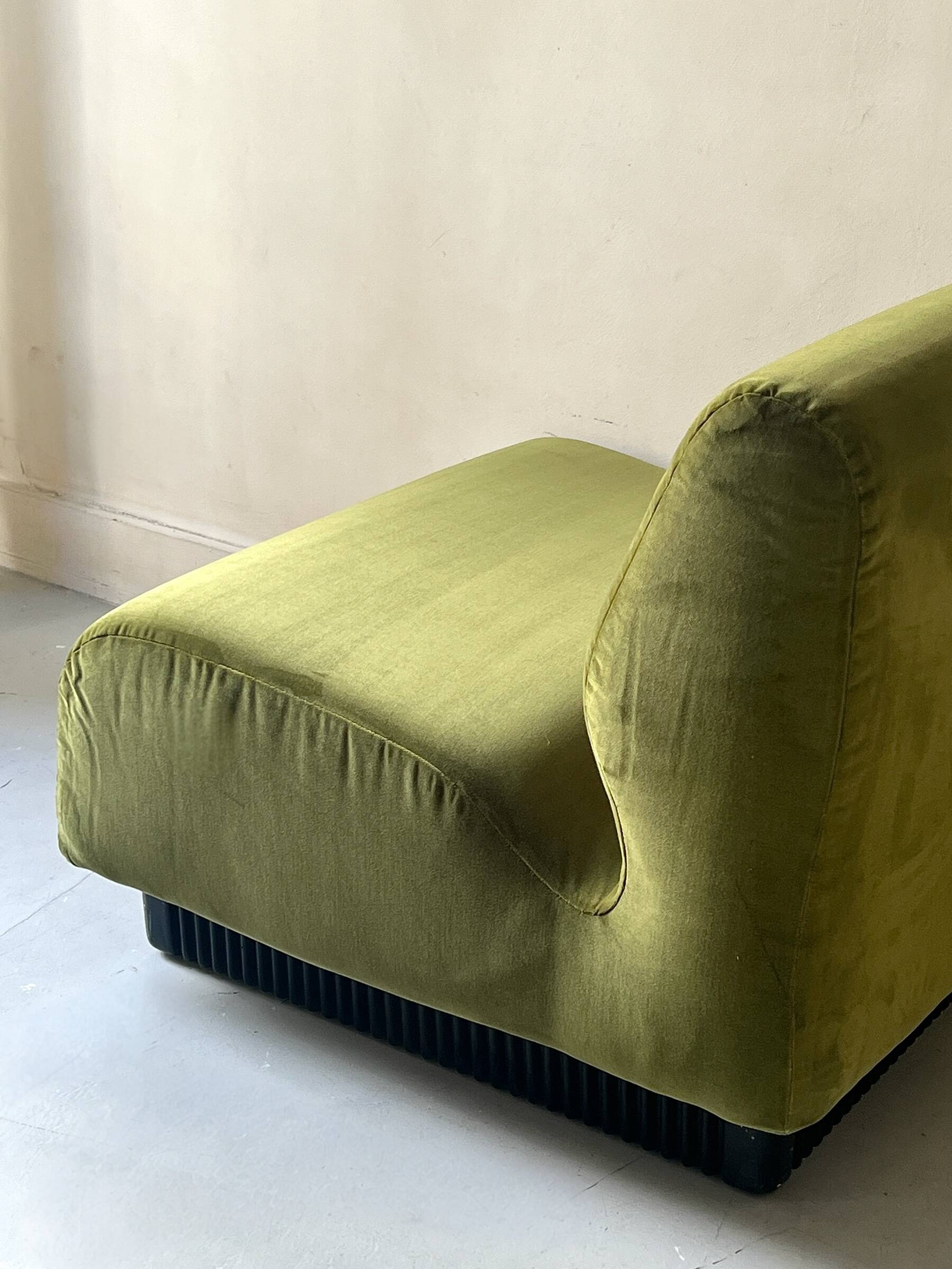 Olive green velvet armchair Slipper Chair Herman Miller USA 1970