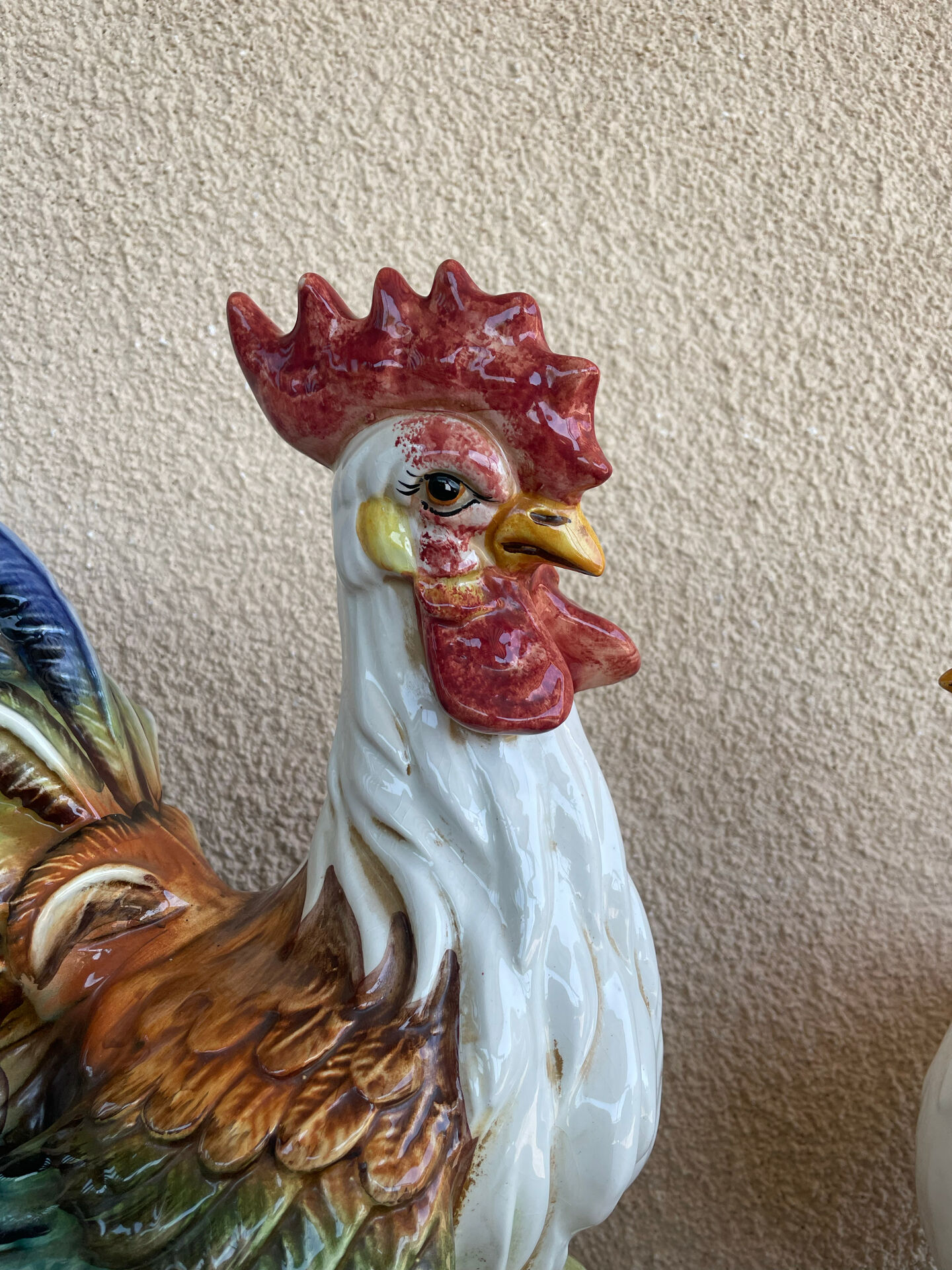 Grande porcelain coq sculpture Italy
