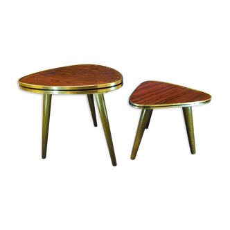 2 vintage 1970s tripod tables