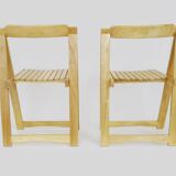 Set of 4 Vintage folding chairs in light wood