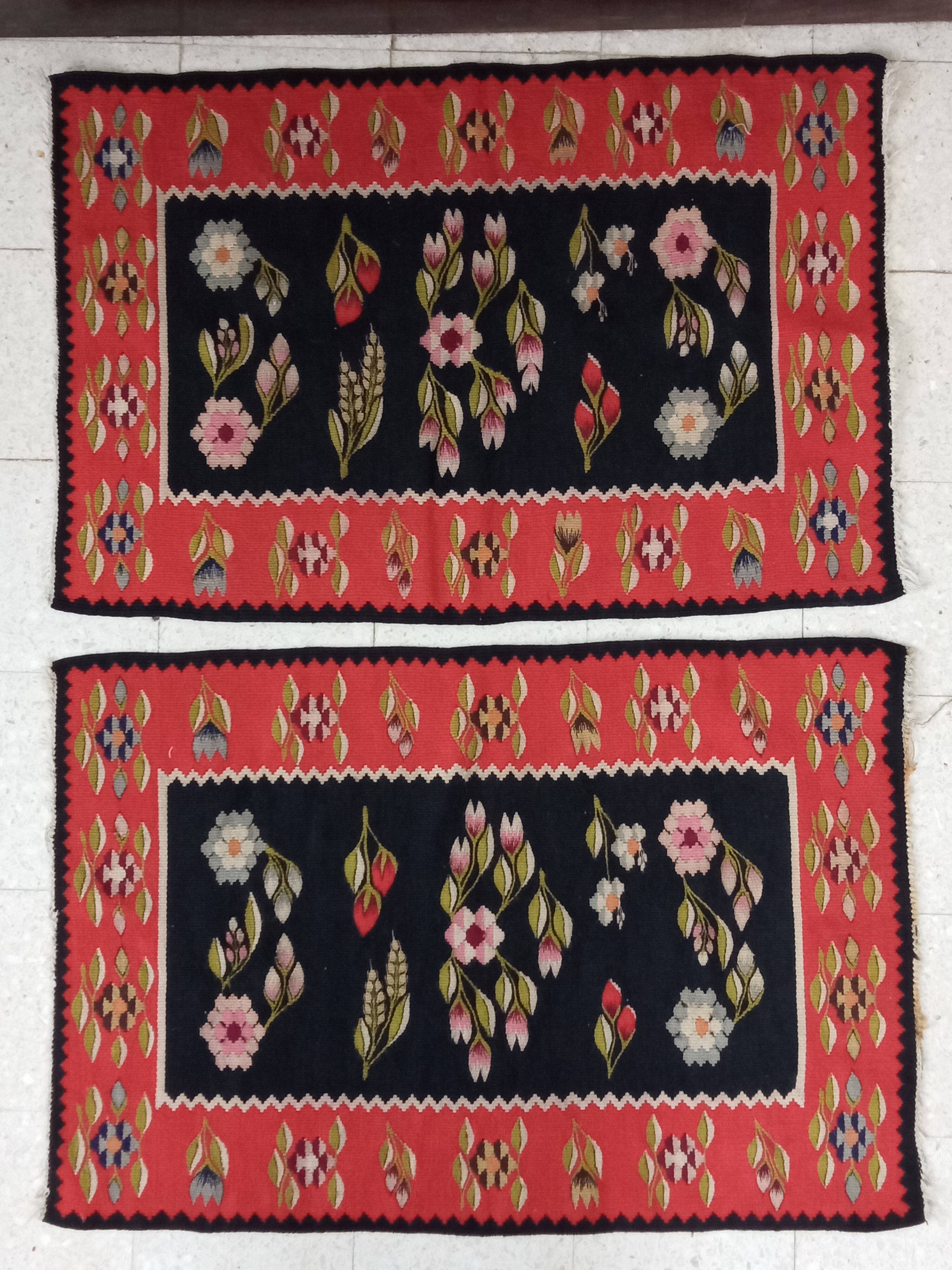 Pair of Moldovan kilim carpets