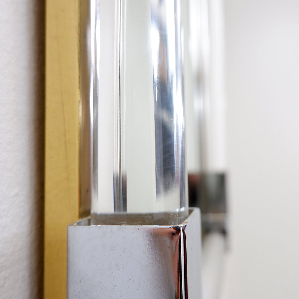 Wall mirror in lucite and chrome, 1970s