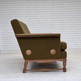 1970s, Danish 3-seater sofa, furniture wool, solid oak wood.