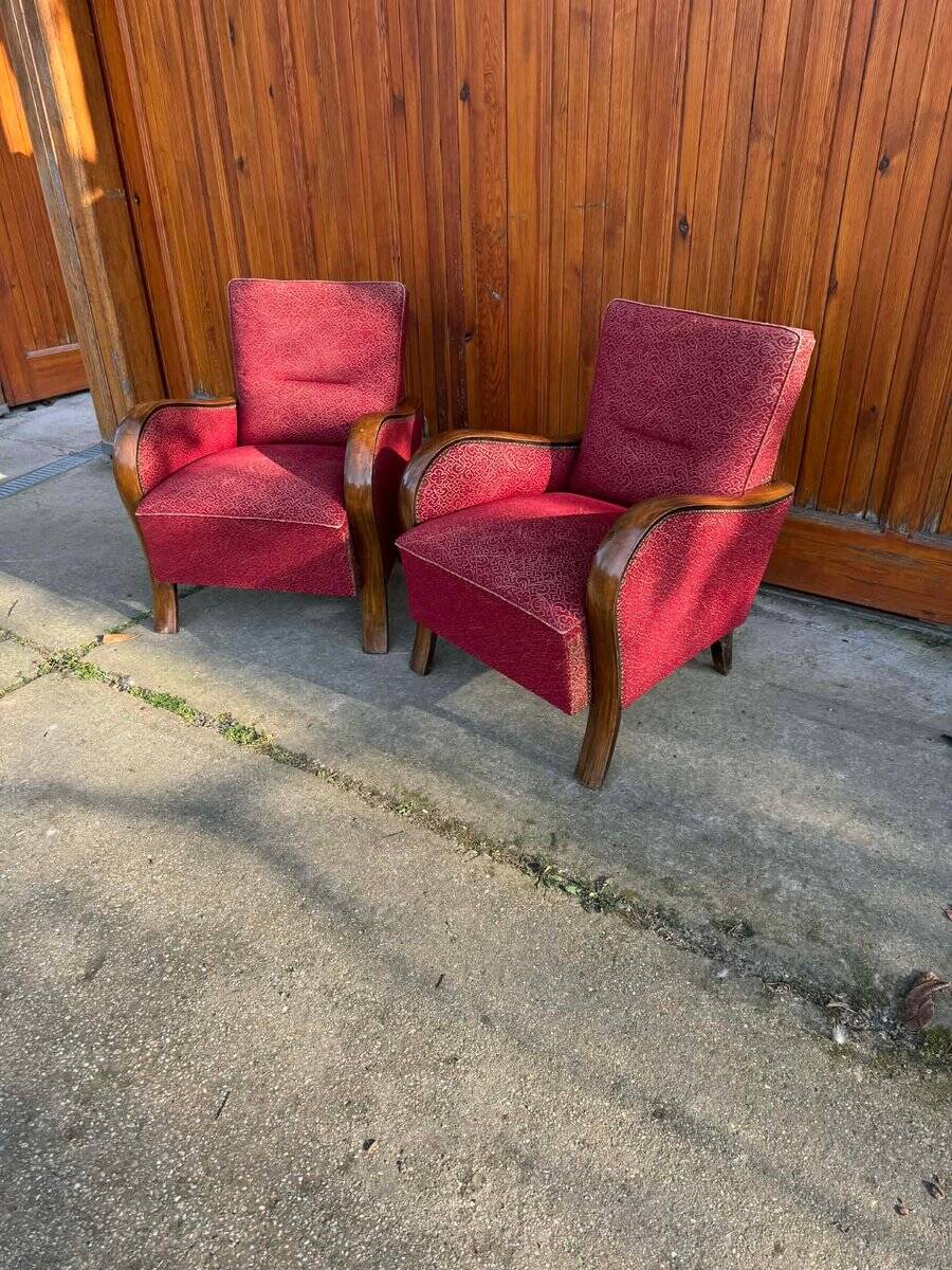 Hungarian Art Deco Armchairs, 1930s, Set of 2