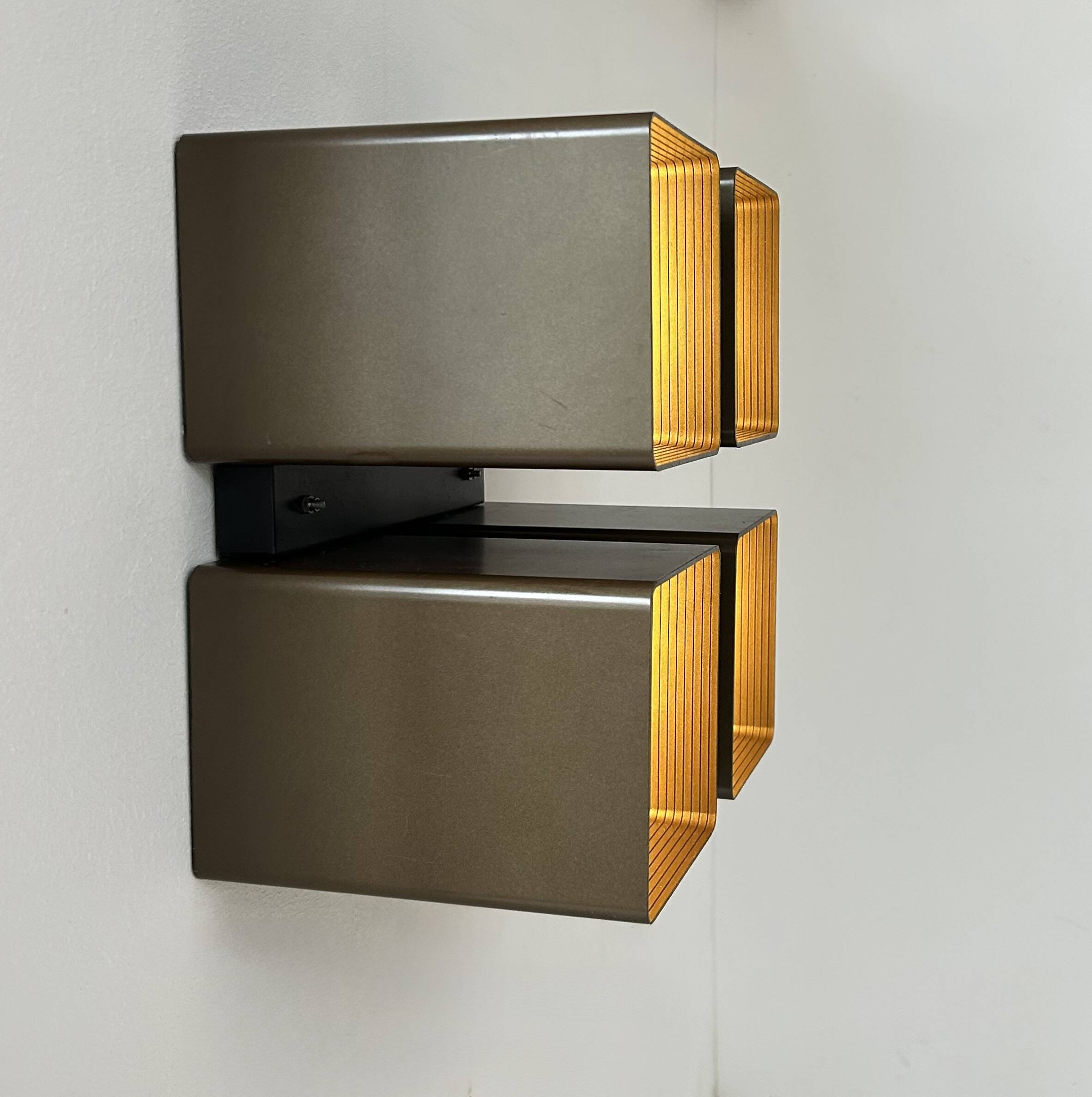 Vintage RAAK wall light, P1445, metal and brown ABS, Netherlands, 1970