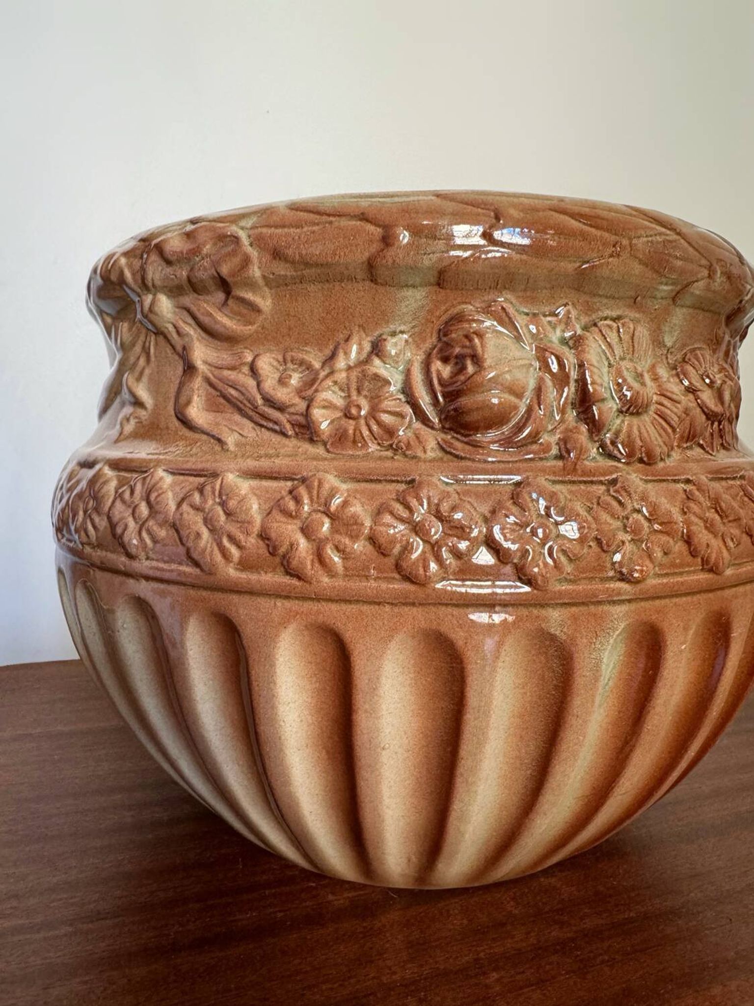 Cache pot céramique majolique Digoin 19ème