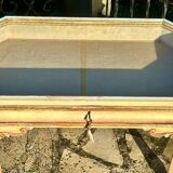 Coffee table/display cabinet in painted polychrome wood.