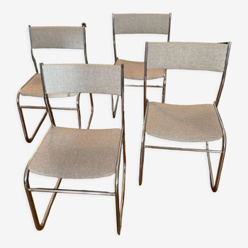 4 chaises traineau design années 70, parfait état