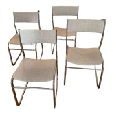 4 chaises traineau design années 70, parfait état