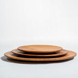 Set of 4 flat monoxyl teak trays