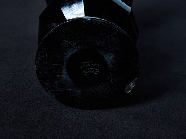 Vase ancien signé Moser Karlsbad – Verre améthyste & frise dorée Art Déc