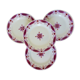 4 flat ironstone plates from Moulin des Loups and Hamage, Madeleine model