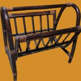 Magazine rack; newspaper rack dark bamboo; rattan