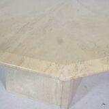Mid-Century Travertine Coffee Table from Italy, Octagonal, 1970s Design