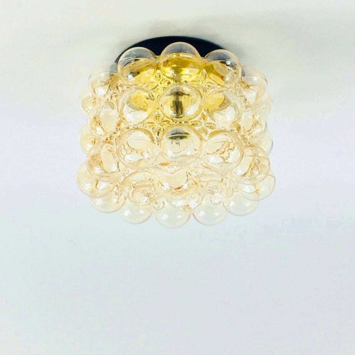 Mid-Century Amber Bubble Glass Ceiling Light by Helena Tynell for Limburg, Germany, 1960s