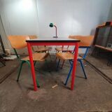 Multicolored dining table and chairs 80s
