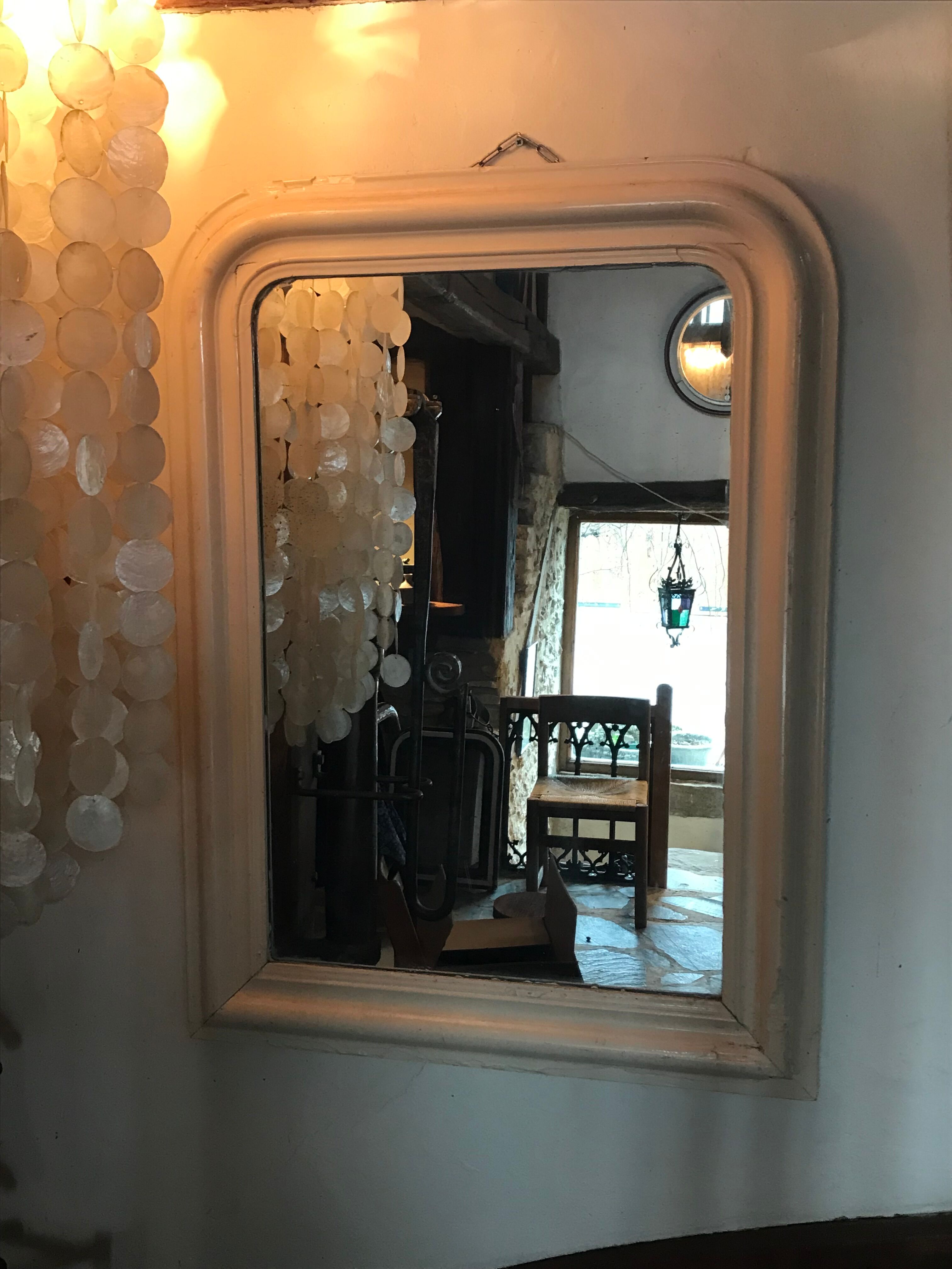 Louis Philippe period mirror, ecru lacquered