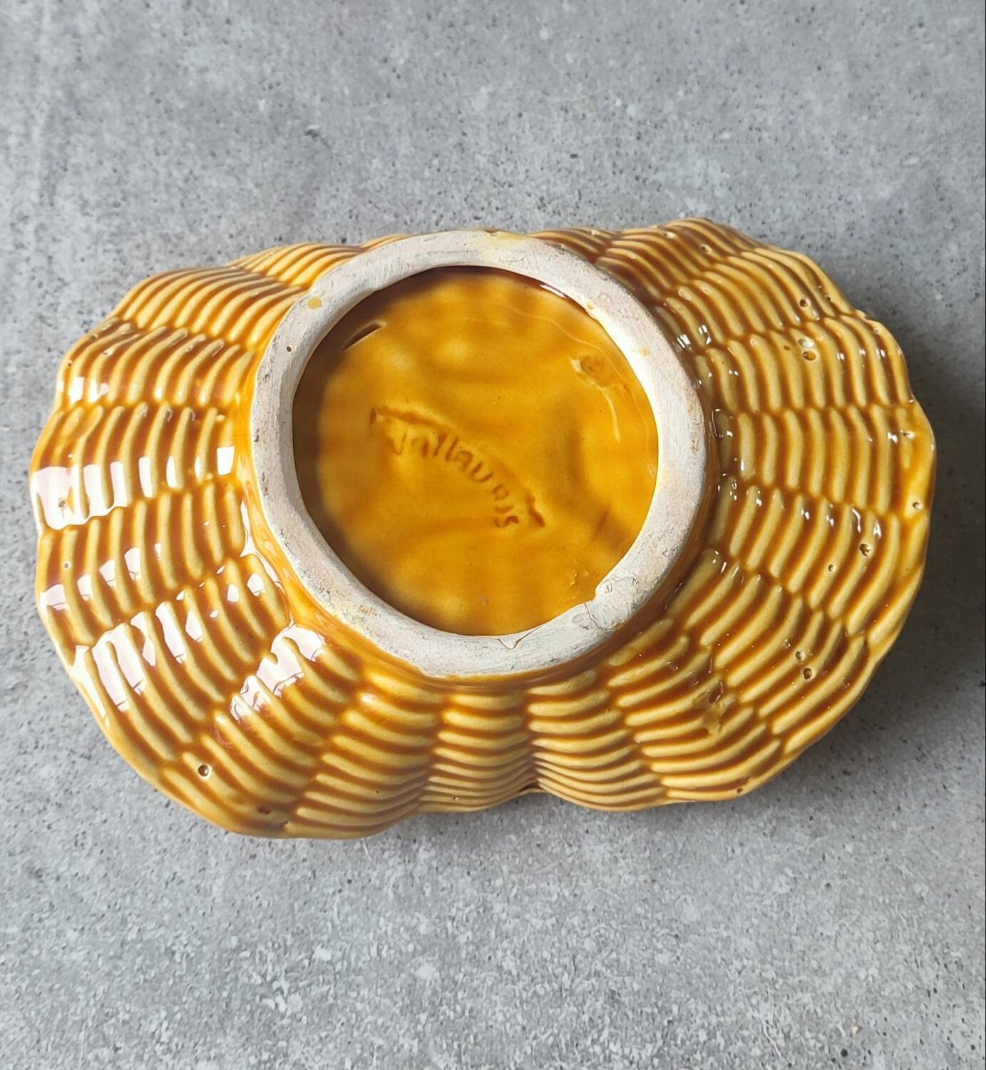 "Carrot Basket" slipware dish, Vallauris