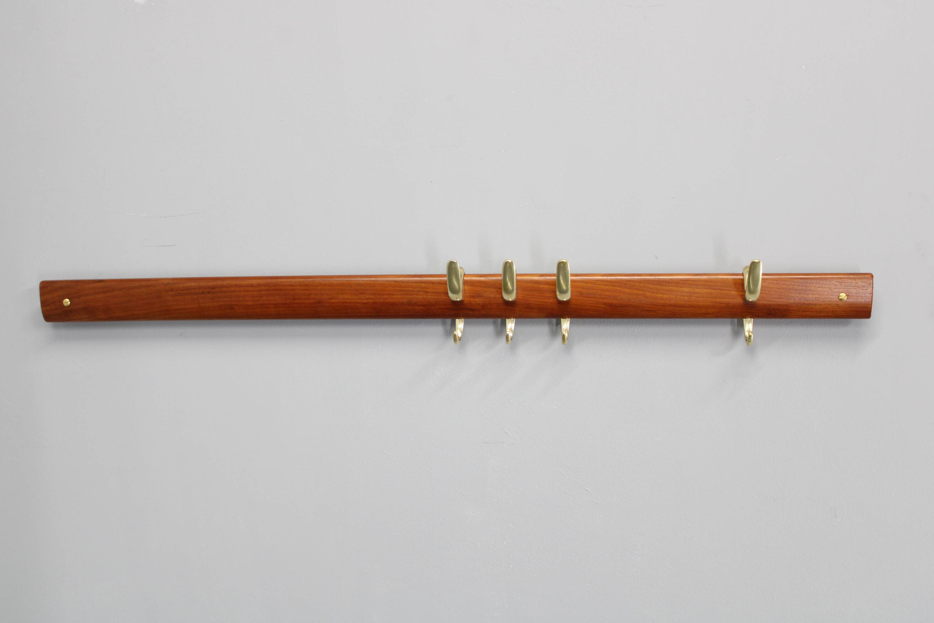 Brass and teak coat hanger by Carl Auböck for Illums Bolighus, Denmark, 1950s