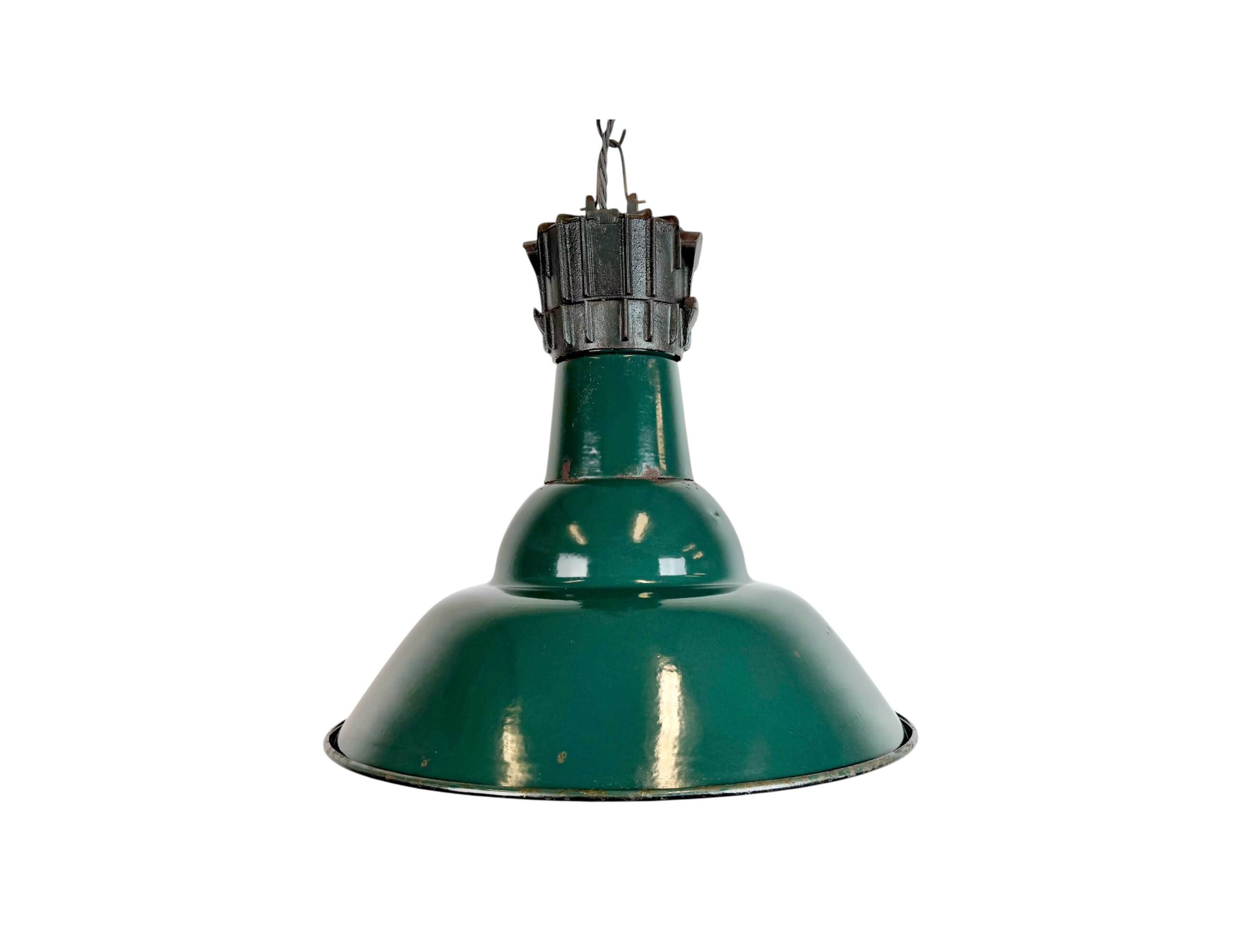 Industrial French Petrol Enamel Pendant Lamp from Sammode, 1950s