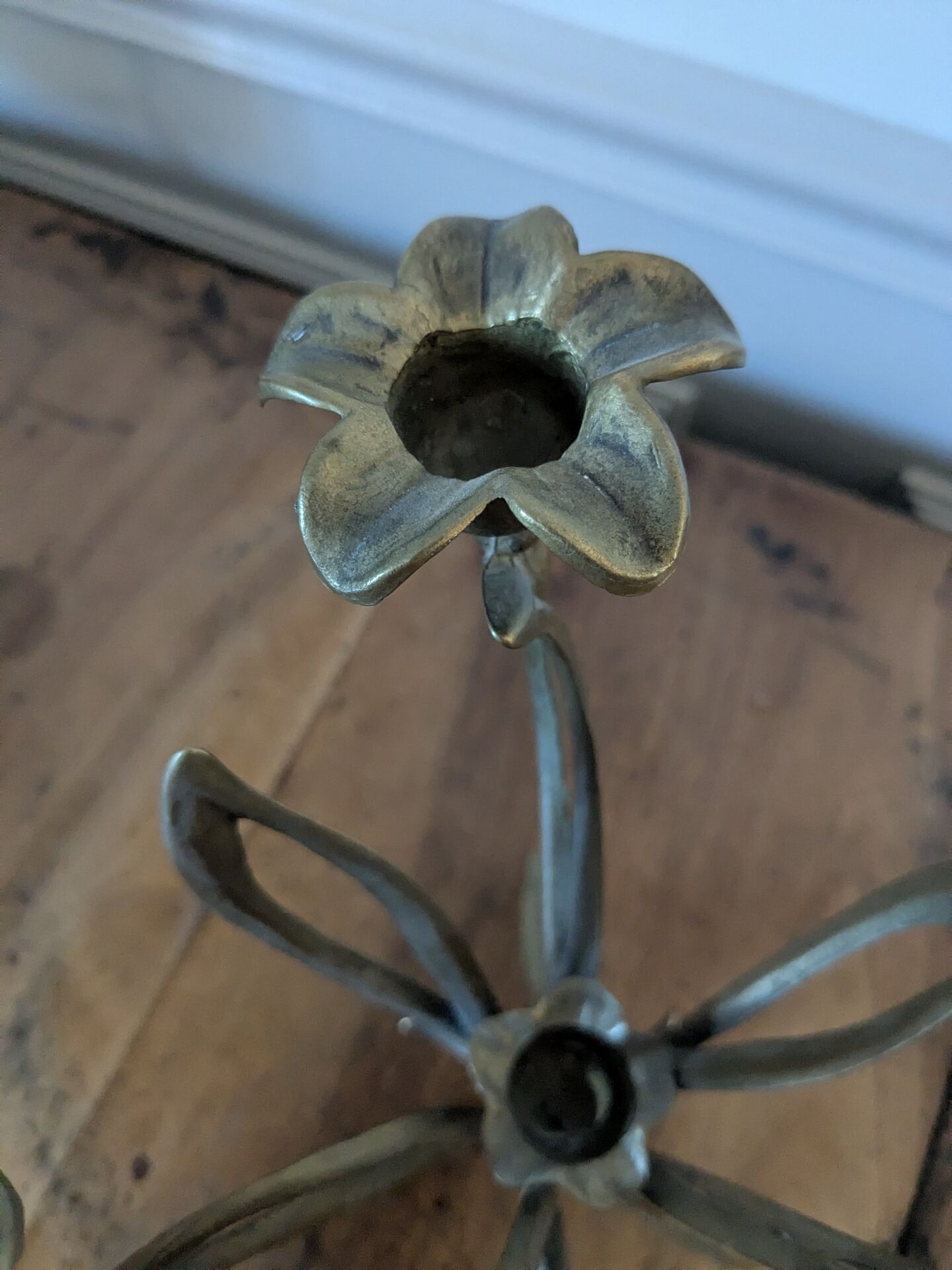 Art Nouveau brass flower chandelier