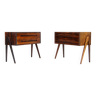 Paire de tables de chevet en palissandre, design danois rétro vintage, armoires et tiroirs, années 1970