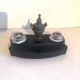 Bronze and wood inkwell