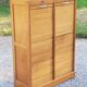 Curtained filing cabinet in golden blond oak 2 columns from the 1950s