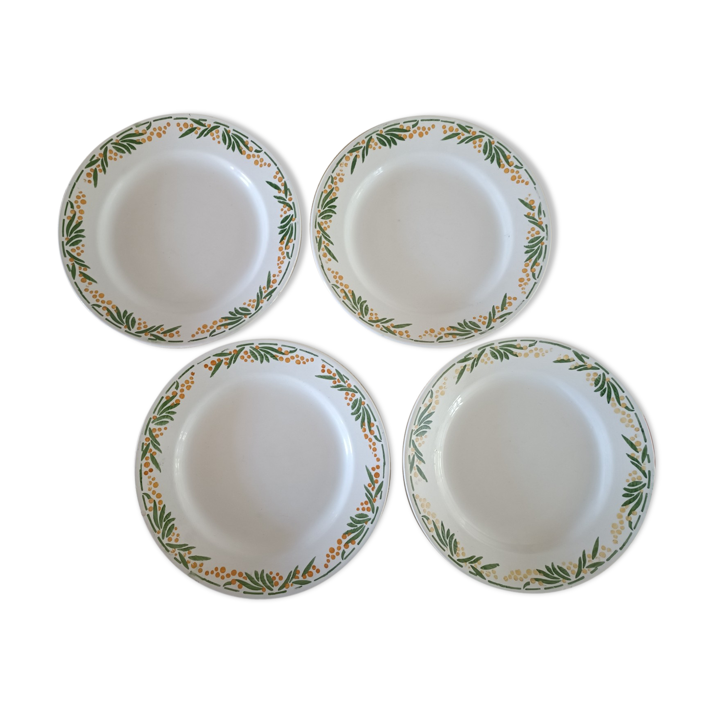 4 plates iron earth Mimosa Creil-Montereau