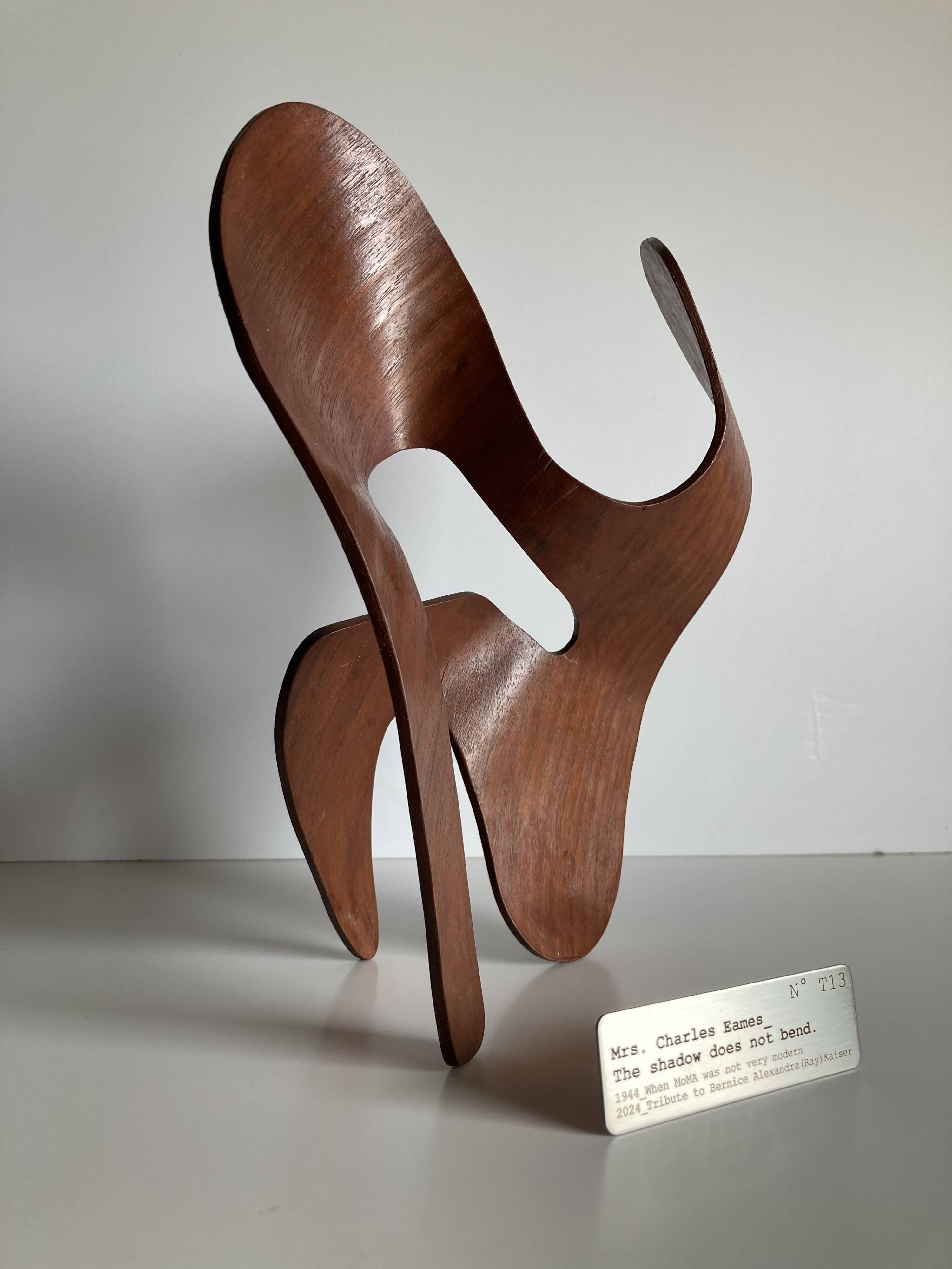 Mrs. Charles Eames_ The shadow does not bend, walnut plywood sculpture