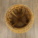Braided wicker pouf from the 70s
