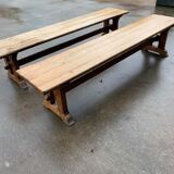 Pair of oak farm benches