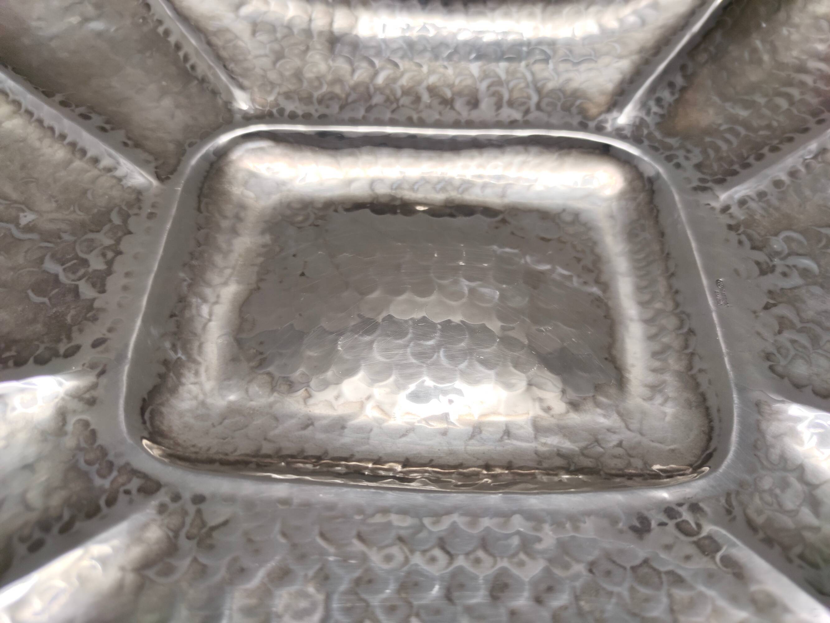Vintage Rectangular Embossed Silver Plated Tray / Centerpiece by Olri, Italy