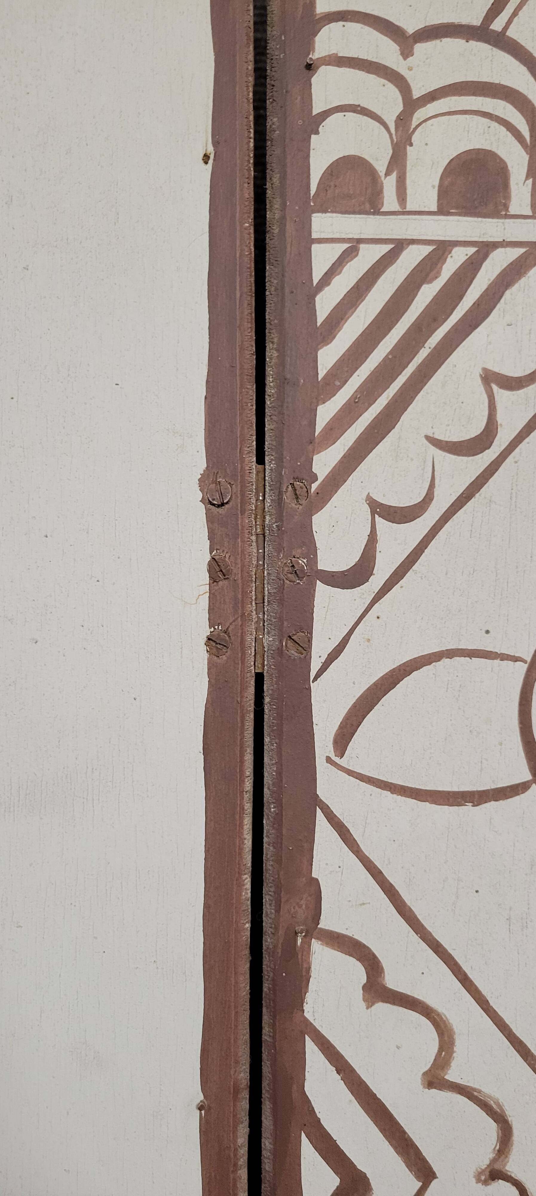 Two-leaf screen depicting a historical figure and symbols