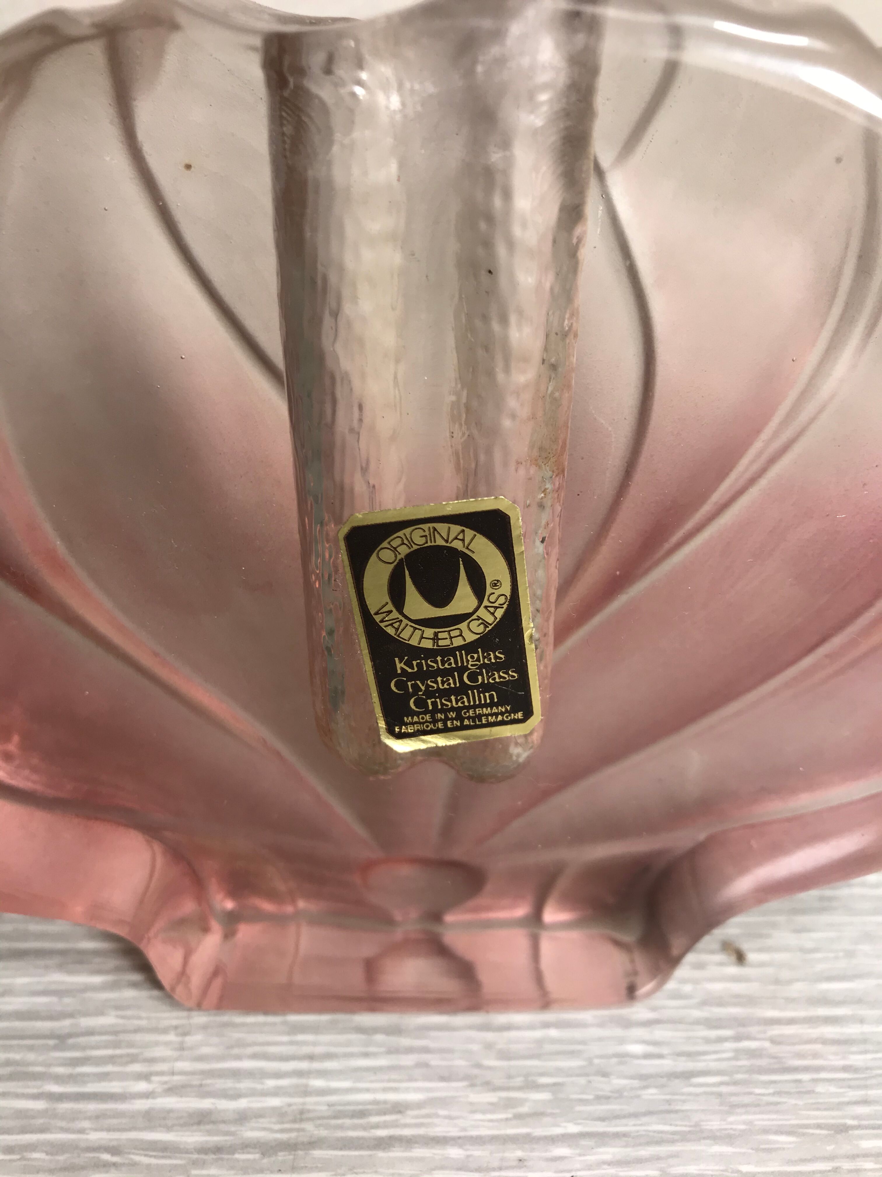 Ancient soliflore crystal vase Walther glas glass rose form lotus vintage