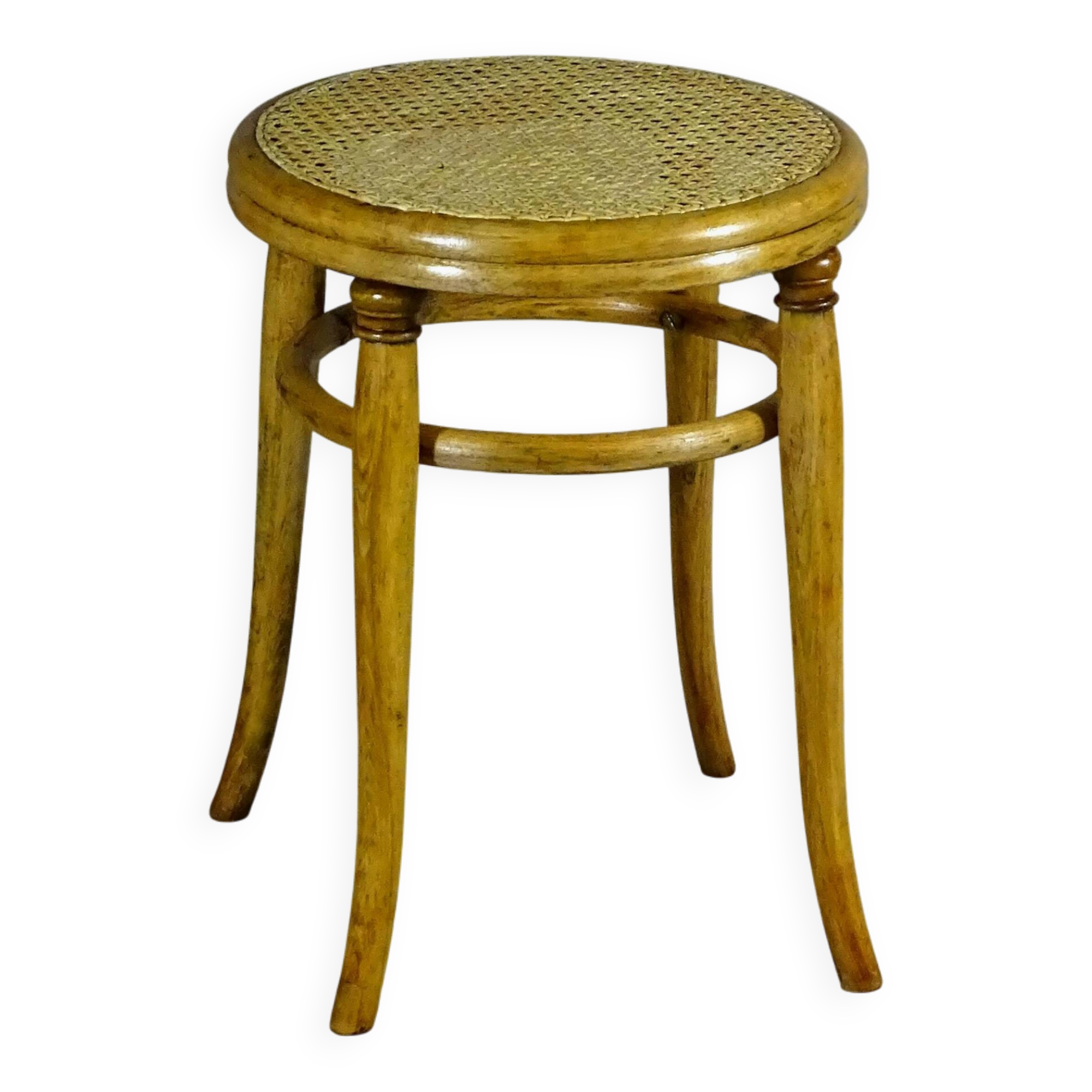 Bistro Stool by Fischel 1890/1900 caned, no Thonet (Height 52 cm)