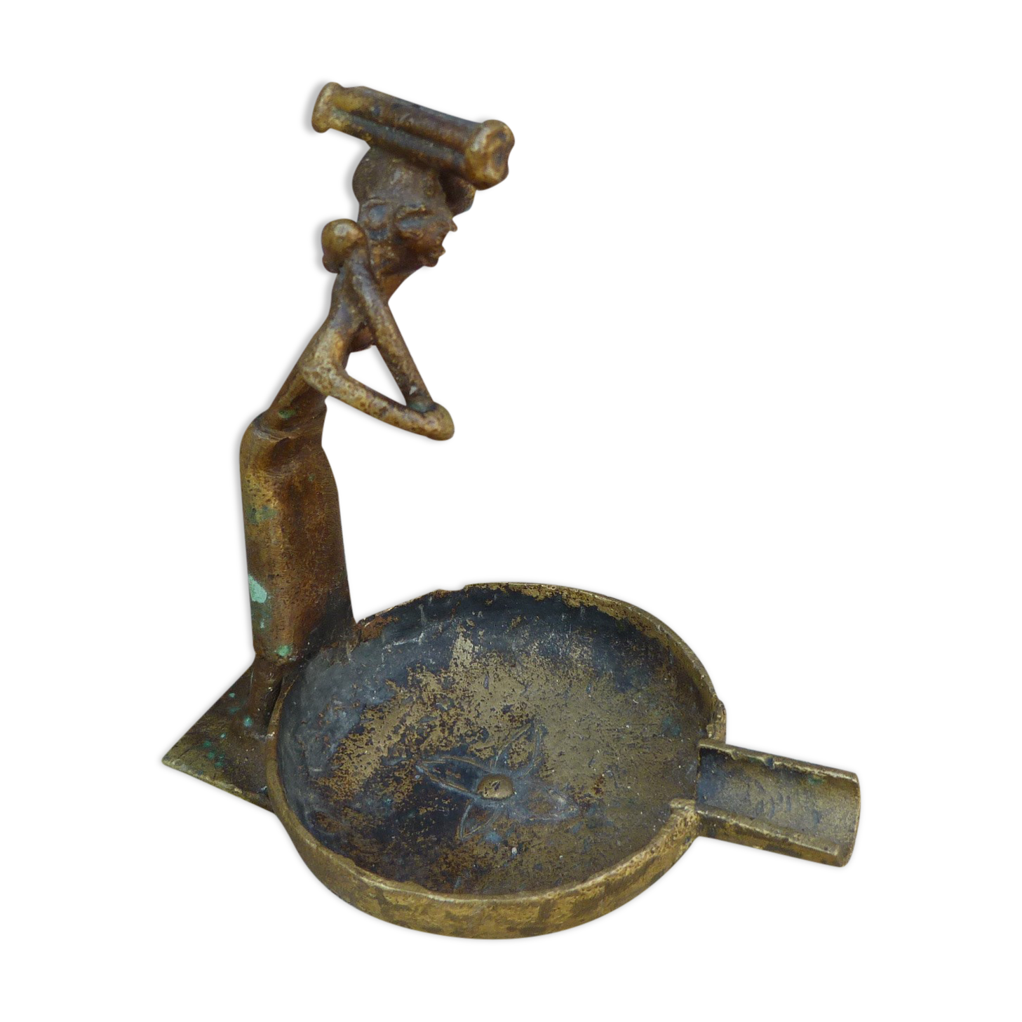 Ashtray bronze technique lost wax Africa African Woman