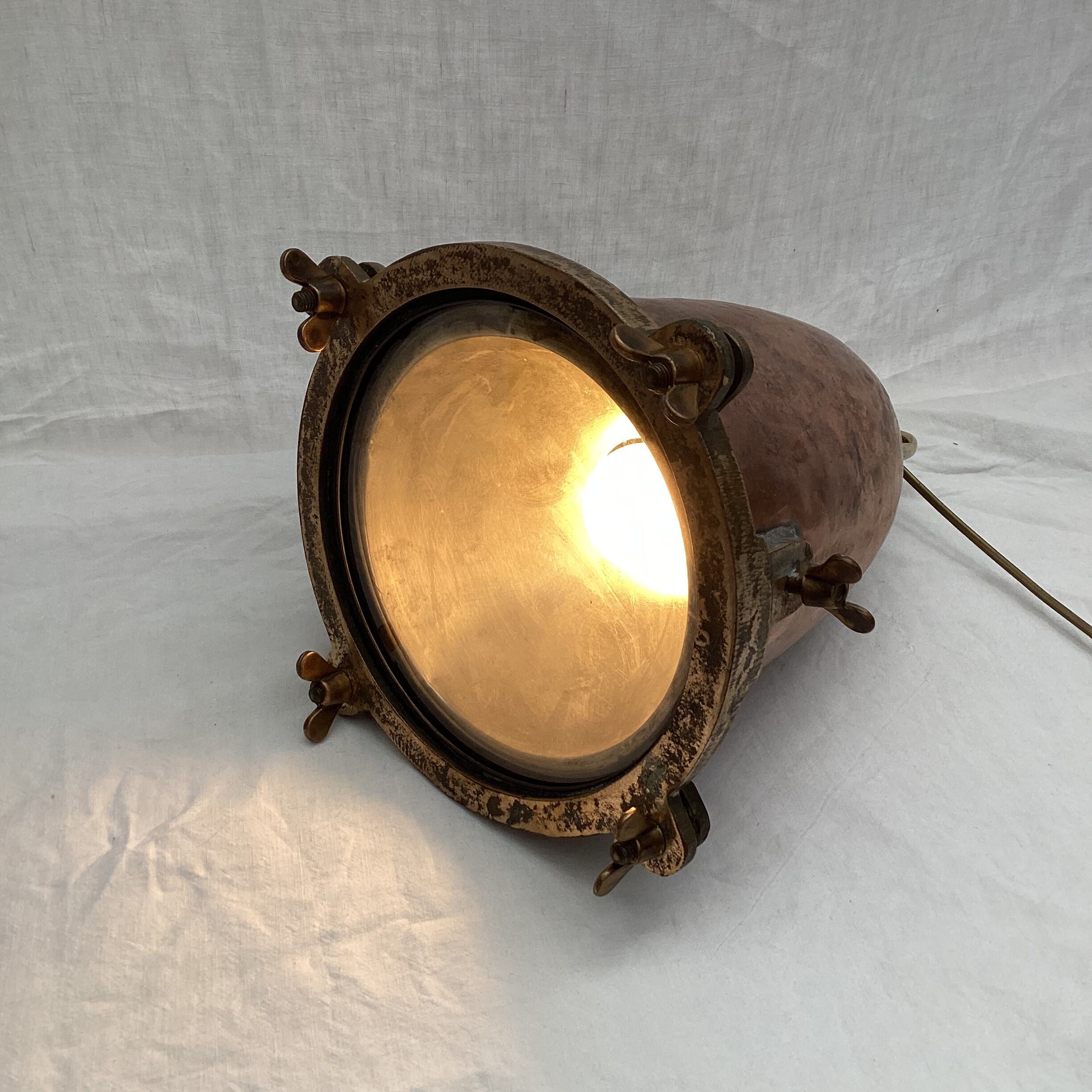 Industrial copper hanging lamp around the 1950
