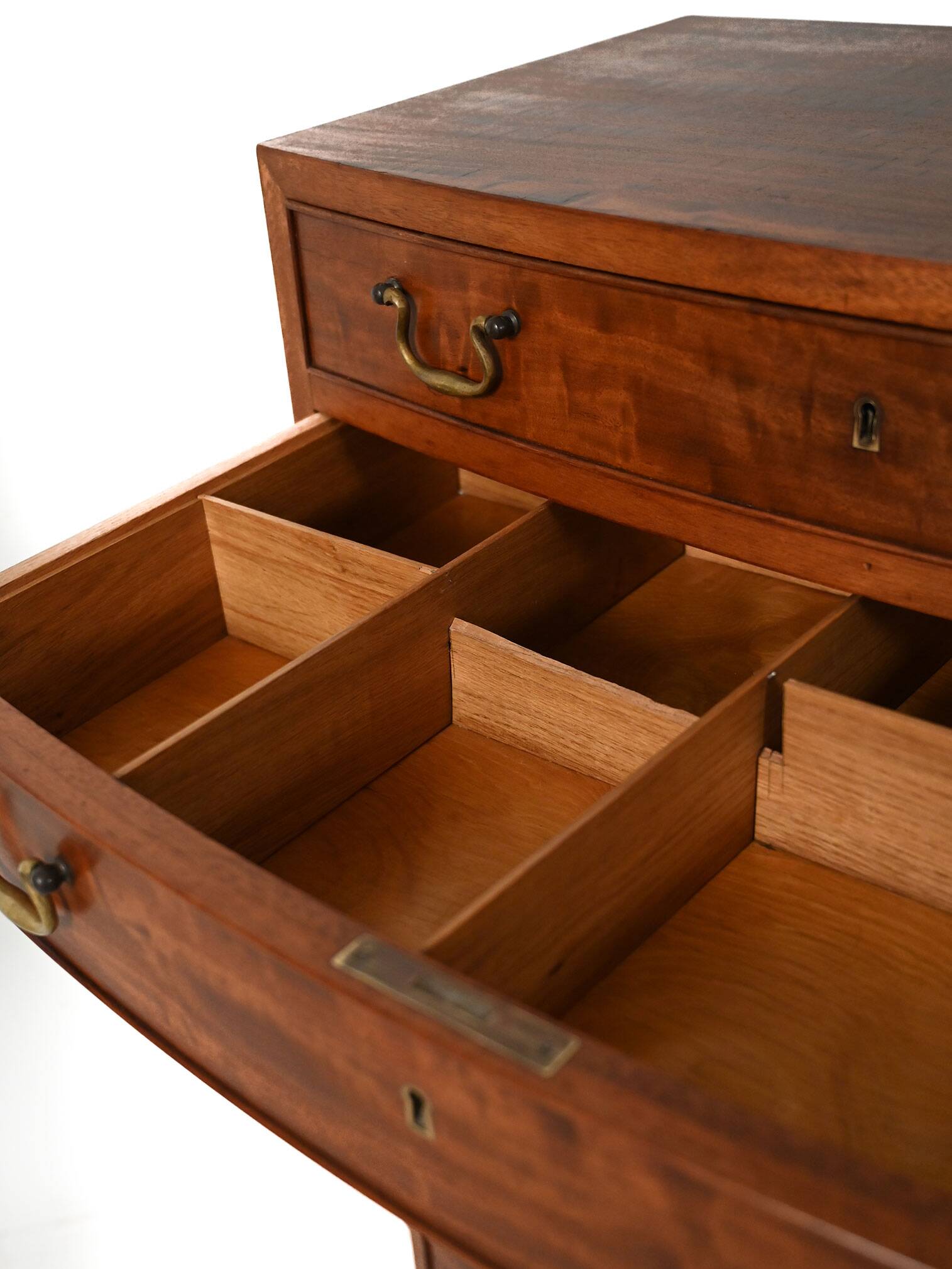 Scandinavian mahogany tallboy with brass handles