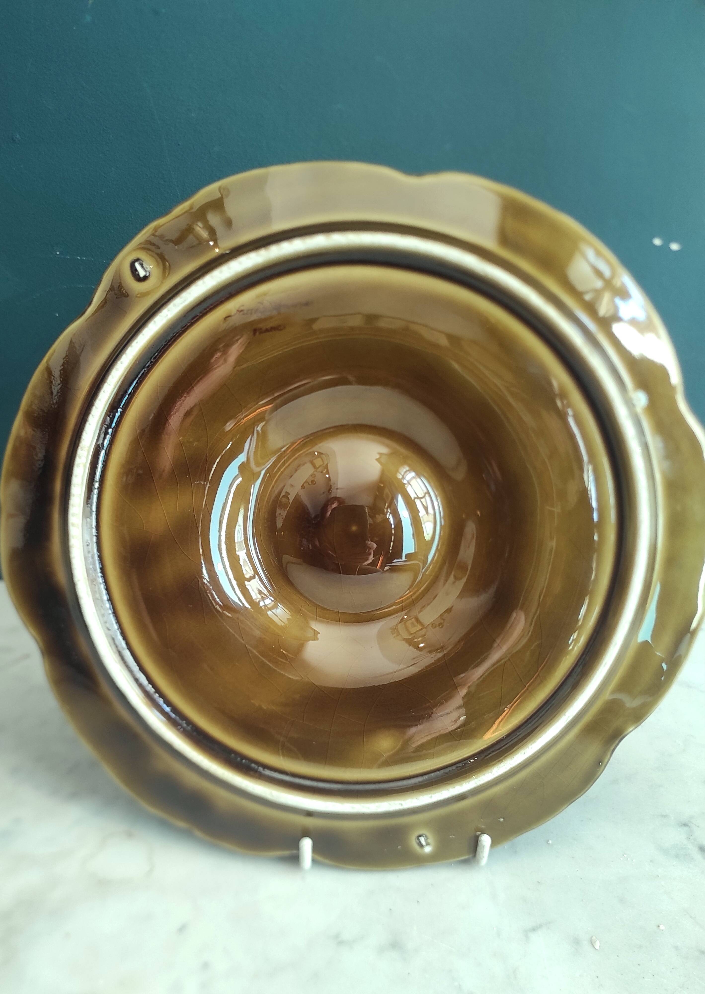 Vintage French majolica oyster plate from Sarreguemines