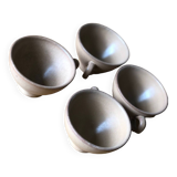 Set of 4 stoneware bowls with handle