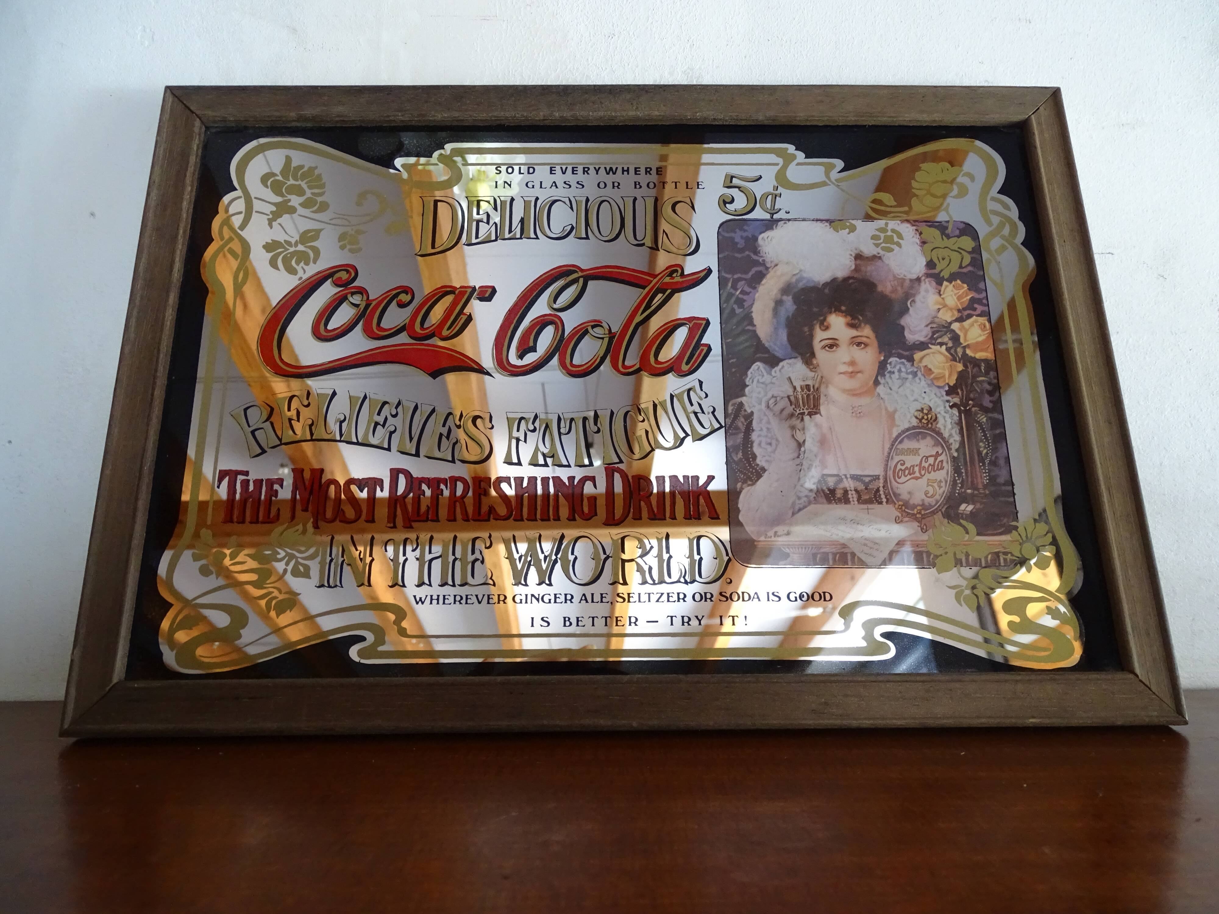 Vintage Coca Cola advertising mirror - Bar decoration - 22.5 x
