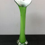 Vase soliflore multicouche vert intérieur blanc vintage
