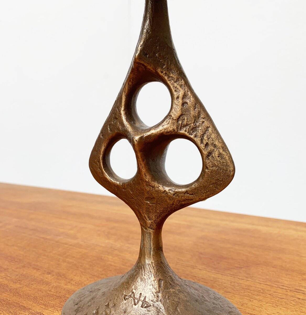 Brutalist metal candlestick mid-century